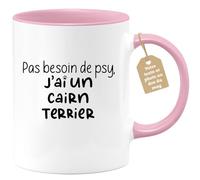 quotedazur Café-Croissant - Mug Personnalisé Tasse Cadeau Noël Pas Besoin De Psy J'Ai Un Cairn Terrier - Rose/Céramique