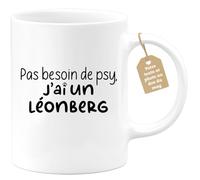 quotedazur Café-Croissant - Mug Personnalisé Tasse Cadeau Noël Pas Besoin De Psy J'Ai Un Léonberg - Blanc/Céramique