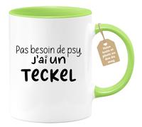 quotedazur Café-Croissant - Mug Personnalisé Tasse Cadeau Noël Pas Besoin De Psy J'Ai Un Teckel - Vert/Céramique
