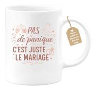 quotedazur Café-Croissant - Mug Personnalisé Tasse Cadeau Noël Pas De Panique C'Est Juste Le Mariage - Blanc/Céramique