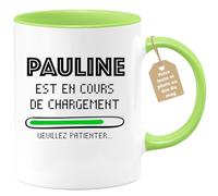 quotedazur Café-Croissant - Mug Personnalisé Tasse Cadeau Noël Pauline Est En Cours De Chargement Veuillez Patienter - Vert/Céramique