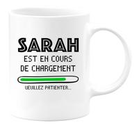 quotedazur Café-Croissant - Mug Personnalisé Tasse Cadeau Noël Sarah Est En Cours De Chargement Veuillez Patienter - Blanc/Céramique