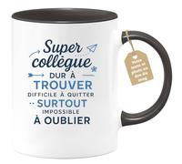 quotedazur Café-Croissant - Mug Personnalisé Tasse Cadeau Noël Super Collègue Dur À Trouver Difficile À Quitter Surtout Impossible À Oublier - Noir/Céramique