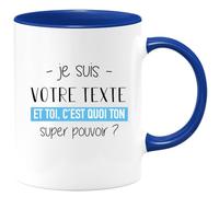 quotedazur Café-Croissant - Mug Personnalisé Tasse Cadeau Noël Super Pouvoir - Bleu/Céramique