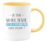 quotedazur Café-Croissant - Mug Personnalisé Tasse Cadeau Noël Super Pouvoir - Jaune/Céramique