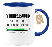 quotedazur Café-Croissant - Mug Personnalisé Tasse Cadeau Noël Thibaud Est En Cours De Chargement Veuillez Patienter - Bleu/Céramique