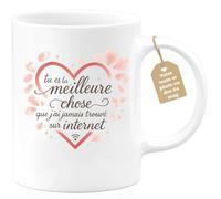quotedazur Café-Croissant - Mug Personnalisé Tasse Cadeau Noël Tu Es La Meilleure Chose Que J'Ai Jamais Trouvé Sur Internet - Blanc/Céramique