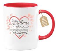 quotedazur Café-Croissant - Mug Personnalisé Tasse Cadeau Noël Tu Es La Meilleure Chose Que J'Ai Jamais Trouvé Sur Internet - Rouge/Céramique