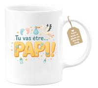 quotedazur Café-Croissant - Mug Personnalisé Tasse Cadeau Noël Tu Vas Être Papi - Blanc/Céramique