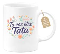 quotedazur Café-Croissant - Mug Personnalisé Tasse Cadeau Noël Tu Vas Être Tata - Blanc/Céramique