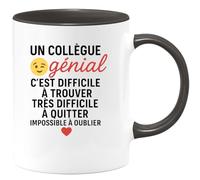 quotedazur Café-Croissant - Mug Personnalisé Tasse Cadeau Noël Un Collègue Génial C'Est Difficile À Trouver Très Difficile À Quitter Impossible À Oublier - Noir/Céramique