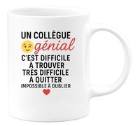 quotedazur Café-Croissant - Mug Personnalisé Tasse Cadeau Noël Un Collègue Génial C'Est Difficile À Trouver Très Difficile À Quitter Impossible À Oublier - Blanc/Céramique