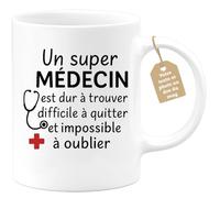 quotedazur Café-Croissant - Mug Personnalisé Tasse Cadeau Noël Un Super Médecin Est Dur À Trouver Difficile À Quitter Et Impossible À Oublier - Blanc/Céramique