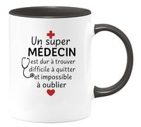 quotedazur Café-Croissant - Mug Personnalisé Tasse Cadeau Noël Un Super Médecin Est Dur À Trouver Difficile À Quitter Et Impossible À Oublier - Noir/Céramique
