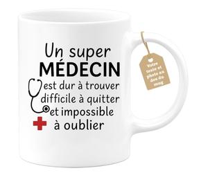 quotedazur Café-Croissant - Mug Personnalisé Tasse Cadeau Noël Un Super Médecin Est Dur À Trouver Difficile À Quitter Et Impossible À Oublier - Blanc/Céramique