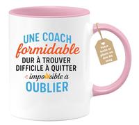 quotedazur Café-Croissant - Mug Personnalisé Tasse Cadeau Noël Une Coach Formidable Dur À Trouver Difficile À Quitter Impossible À Oublier - Rose/Céramique