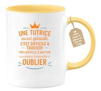 quotedazur Café-Croissant - Mug Personnalisé Tasse Cadeau Noël Une Tutrice Aussi Géniale C'Est Difficile À Trouver Très Difficile À Quitter Carrément Impossible À Oublier - Jaune/Céramique