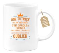quotedazur Café-Croissant - Mug Personnalisé Tasse Cadeau Noël Une Tutrice Aussi Géniale C'Est Difficile À Trouver Très Difficile À Quitter Carrément Impossible À Oublier - Blanc/Céramique