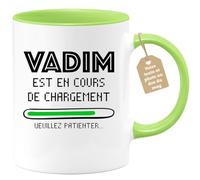 quotedazur Café-Croissant - Mug Personnalisé Tasse Cadeau Noël Vadim Est En Cours De Chargement Veuillez Patienter - Vert/Céramique