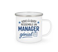 quotedazur Café-Croissant - Mug Personnalisé Tasse Cadeau Noël Voici À Quoi Ressemble Un Manager Génial - Blanc/Emaillé
