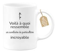 quotedazur Café-Croissant - Mug Personnalisé Tasse Cadeau Noël Voilà À Quoi Ressemble Un Auxiliaire De Puériculture Incroyable - Blanc/Céramique
