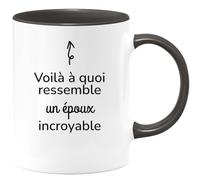 quotedazur Café-Croissant - Mug Personnalisé Tasse Cadeau Noël Voilà À Quoi Ressemble Un Époux Incroyable - Noir/Céramique