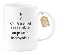 quotedazur Café-Croissant - Mug Personnalisé Tasse Cadeau Noël Voilà À Quoi Ressemble Un Parrain Incroyable - Blanc/Céramique