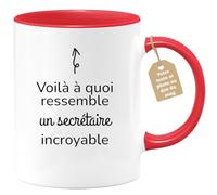quotedazur Café-Croissant - Mug Personnalisé Tasse Cadeau Noël Voilà À Quoi Ressemble Un Secrétaire Incroyable - Rouge/Céramique