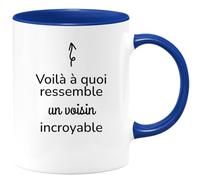 quotedazur Café-Croissant - Mug Personnalisé Tasse Cadeau Noël Voilà À Quoi Ressemble Un Voisin Incroyable - Bleu/Céramique