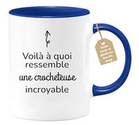 quotedazur Café-Croissant - Mug Personnalisé Tasse Cadeau Noël Voilà À Quoi Ressemble Une Crocheteuse Incroyable - Bleu/Céramique