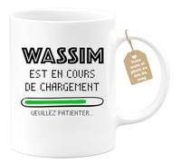 quotedazur Café-Croissant - Mug Personnalisé Tasse Cadeau Noël Wassim Est En Cours De Chargement Veuillez Patienter - Blanc/Céramique