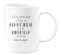 quotedazur Café-Croissant - Mug Personnalisé Tasse Cadeau Original Humour Compliqué D'Être Un Homme Idéal Noël Et Un Directeur A La Fois - Blanc/Céramique