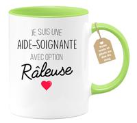 quotedazur Café-Croissant - Mug Personnalisé Tasse Cadeau Original Humour Noël Aide Soignante Avec Option Râleuse - Vert/Céramique
