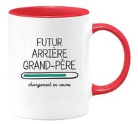 quotedazur Café-Croissant - Mug Personnalisé Tasse Cadeau Original Humour Noël Futur Arrière- Grand-Père 2025 Chargement En Cours - Rouge/Céramique