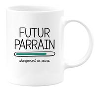 quotedazur Café-Croissant - Mug Personnalisé Tasse Cadeau Original Humour Noël Futur Parrain 2025 Chargement En Cours - Blanc/Céramique