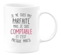 quotedazur Café-Croissant - Mug Personnalisé Tasse Cadeau Original Humour Noël Je Ne Suis Pas Parfaite Mais Je Suis Comptable - Blanc/Céramique