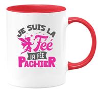 quotedazur Café-Croissant - Mug Personnalisé Tasse Cadeau Original Humour Noël Je Suis La Fée La Fée Pachier - Rouge/Céramique