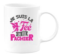 quotedazur Café-Croissant - Mug Personnalisé Tasse Cadeau Original Humour Noël Je Suis La Fée La Fée Pachier - Blanc/Céramique