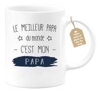 quotedazur Café-Croissant - Mug Personnalisé Tasse Cadeau Original Humour Noël Le Meilleur Papa Du Monde C'Est Mon Papa Futur Anniversaire Fête Des Pères Annonce Naissance - Blanc/Céramique