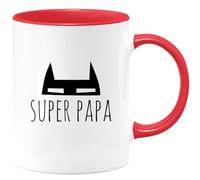 quotedazur Café-Croissant - Mug Personnalisé Tasse Cadeau Original Humour Noël Super Papa Futur Anniversaire Fête Des Pères Annonce Naissance - Rouge/Céramique