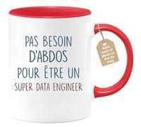 quotedazur Café-Croissant - Mug Personnalisé Tasse Cadeau Pas Besoin D'Abdominaux Pour Noël Être Un Super Data Engineer - Rouge/Céramique