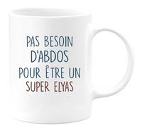 quotedazur Café-Croissant - Mug Personnalisé Tasse Cadeau Pas Besoin D'Abdominaux Pour Noël Être Un Super Elyas - Blanc/Céramique