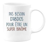 quotedazur Café-Croissant - Mug Personnalisé Tasse Cadeau Pas Besoin D'Abdominaux Pour Noël Être Un Super Binôme - Blanc/Céramique