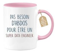 quotedazur Café-Croissant - Mug Personnalisé Tasse Cadeau Pas Besoin D'Abdominaux Pour Noël Être Un Super Data Engineer - Rose/Céramique