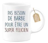 quotedazur Café-Croissant - Mug Personnalisé Tasse Cadeau Pas Besoin De Barbe Pour Noël Être Un Super Felicien - Blanc/Céramique