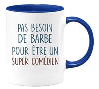 quotedazur Café-Croissant - Mug Personnalisé Tasse Cadeau Pas Besoin De Barbe Pour Noël Être Un Super Comédien - Bleu/Céramique