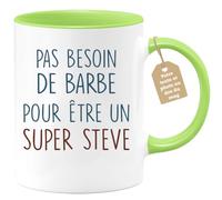quotedazur Café-Croissant - Mug Personnalisé Tasse Cadeau Pas Besoin De Barbe Pour Noël Être Un Super Steve - Vert/Céramique