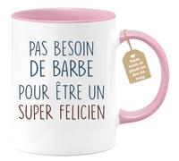 quotedazur Café-Croissant - Mug Personnalisé Tasse Cadeau Pas Besoin De Barbe Pour Noël Être Un Super Felicien - Rose/Céramique