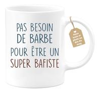 quotedazur Café-Croissant - Mug Personnalisé Tasse Cadeau Pas Besoin De Barbe Pour Noël Être Un Super Bafiste - Blanc/Céramique