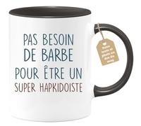 quotedazur Café-Croissant - Mug Personnalisé Tasse Cadeau Pas Besoin De Barbe Pour Noël Être Un Super Hapkidoiste - Noir/Céramique